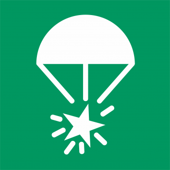 Rettungszeichen  E049 Fallschirm-Signalrakete nach DIN ISO 7010 - 600mm